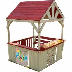 Brand new ๐ฏ Funphix Hangout Hut Indoor And Outdoor Playhouse With Sandbox And Tic Tac Toe ๐