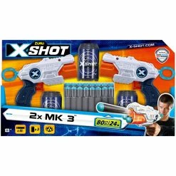 Buy 🌟 Zuru Mk X Shot 3 Double Pack With 2 Blasters, 3 Cans And 16 Darts 🧨