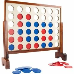 Promo ⌛ Hey! Play! 4 In A Row Giant Classic Wooden Lawn Game 🎁