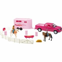 Discount 🛒 New Ray Pink Pick Up Truck And Trailer Horse Set ✨